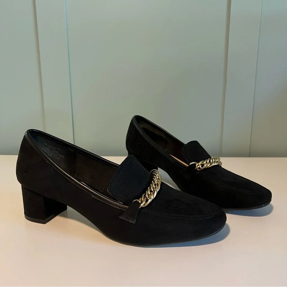 Liz Claiborne Memory Foam Black Suede 2” Block Heel Loafer. Size 8. - Picture 2 of 7